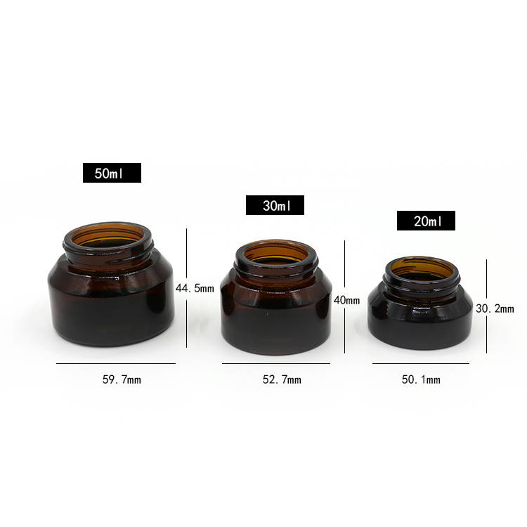 Round 1oz 2oz face cream cosmetic amber glass jar