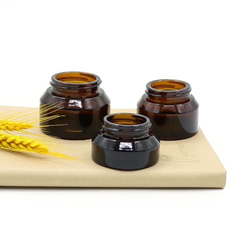 Round 1oz 2oz face cream cosmetic amber glass jar