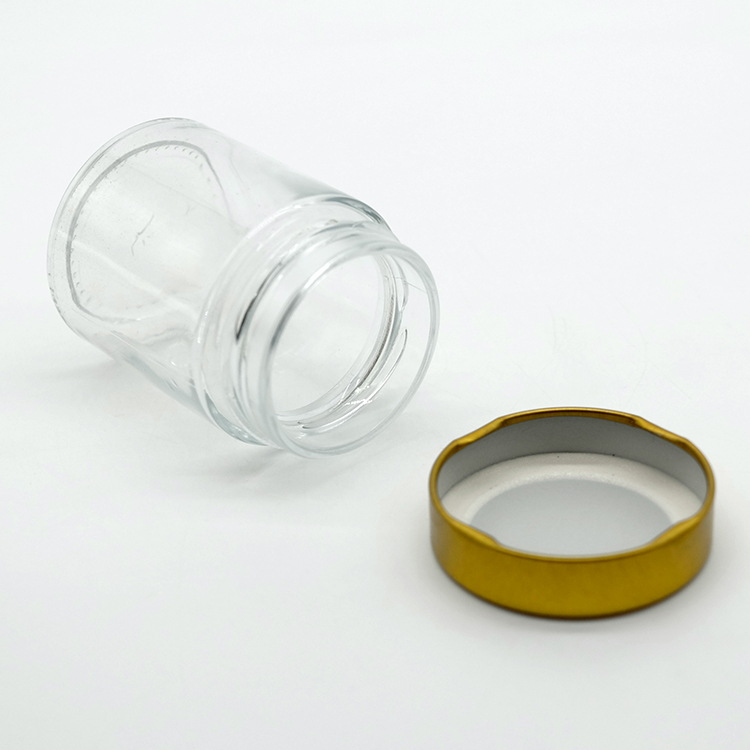 Round 200ml Glass Honey Jar 100ml Coffee Jar Food Grade Jelly Jar with Deep Metal Lid