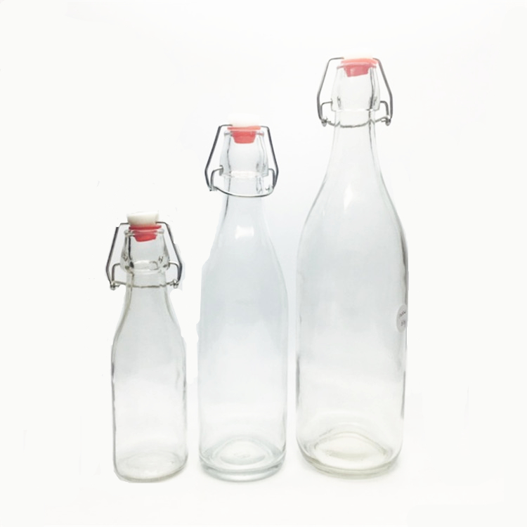 Round 250 ml 500 ml 1000 ml vinegar bottles glass with swing lid