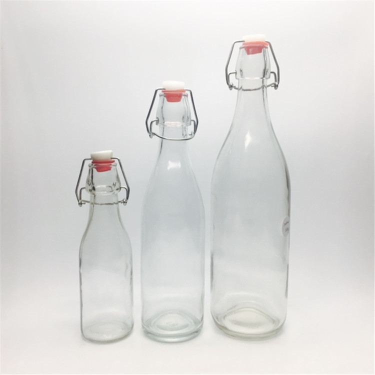 Round 250 ml 500 ml 1000 ml vinegar bottles glass with swing lid