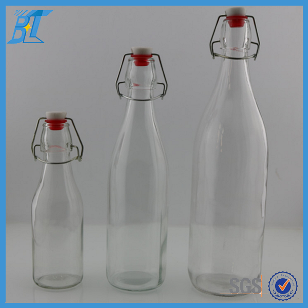 Round 250 ml 500 ml 1000 ml vinegar bottles glass with swing lid