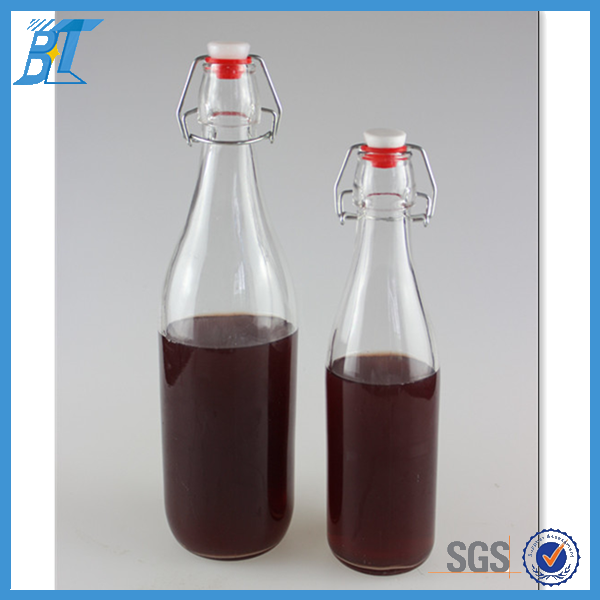 Round 250 ml 500 ml 1000 ml vinegar bottles glass with swing lid