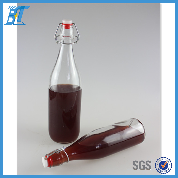 Round 250 ml 500 ml 1000 ml vinegar bottles glass with swing lid