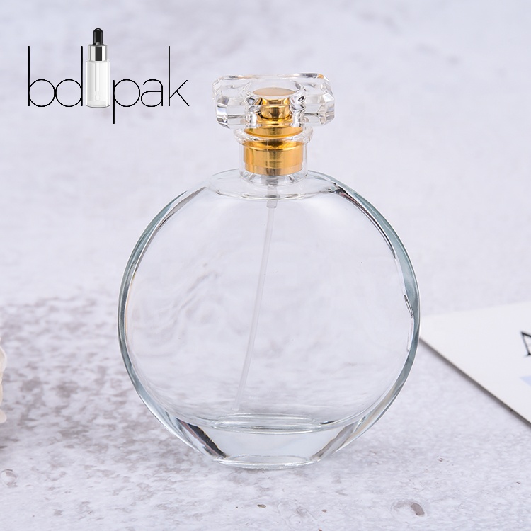 Round 25ml small perfume glass bottle with spray lid