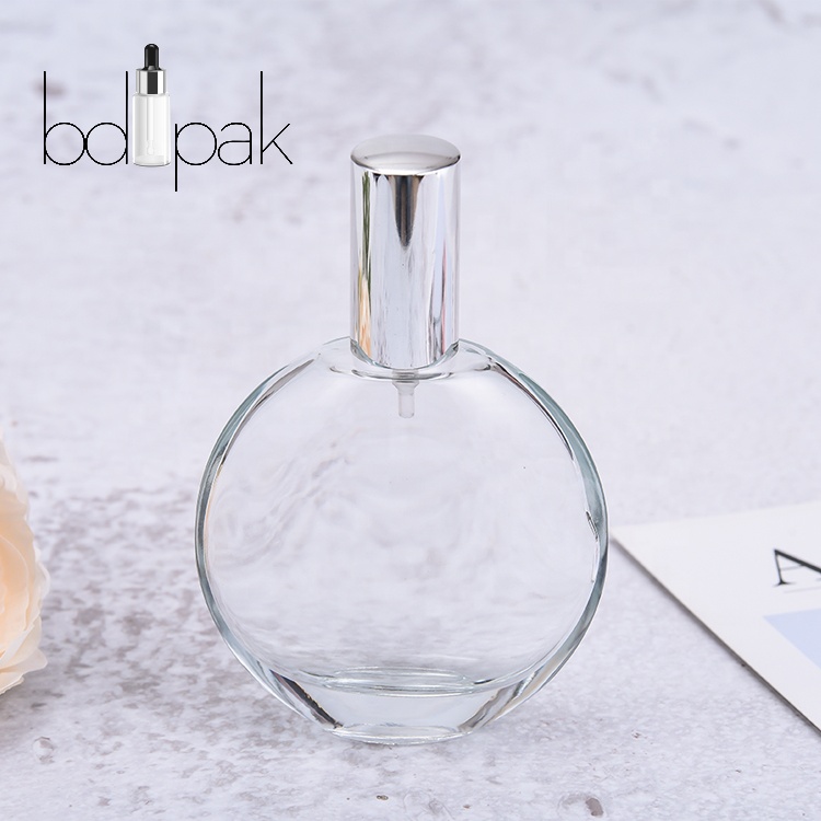 Round 25ml small perfume glass bottle with spray lid