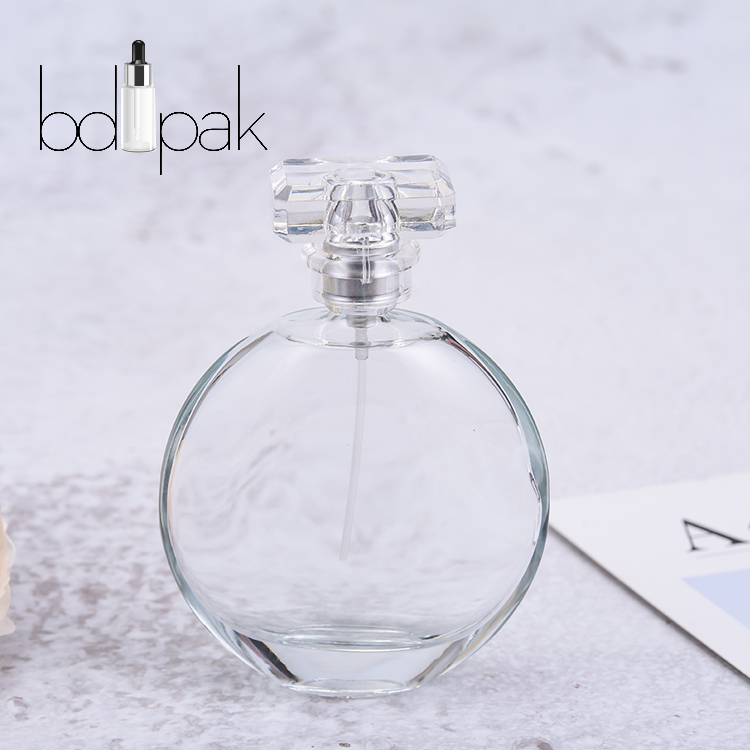 Round 25ml small perfume glass bottle with spray lid