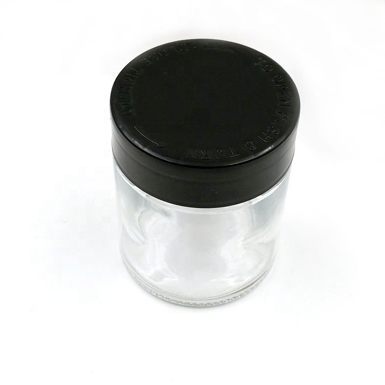 Round 2oz 3oz 4oz 8oz straight side child resistance glass jar child proof jar for packaging