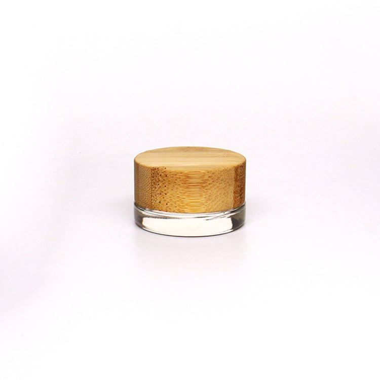 Round 30g/50g Clear Skin Care Face Cream Cosmetic Jars With Wooden Bamboo Screw Cover Lid