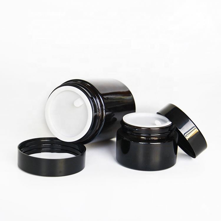 Round 30g 50g transparent cosmetic frosted glass empty cream jar with lid for skin care