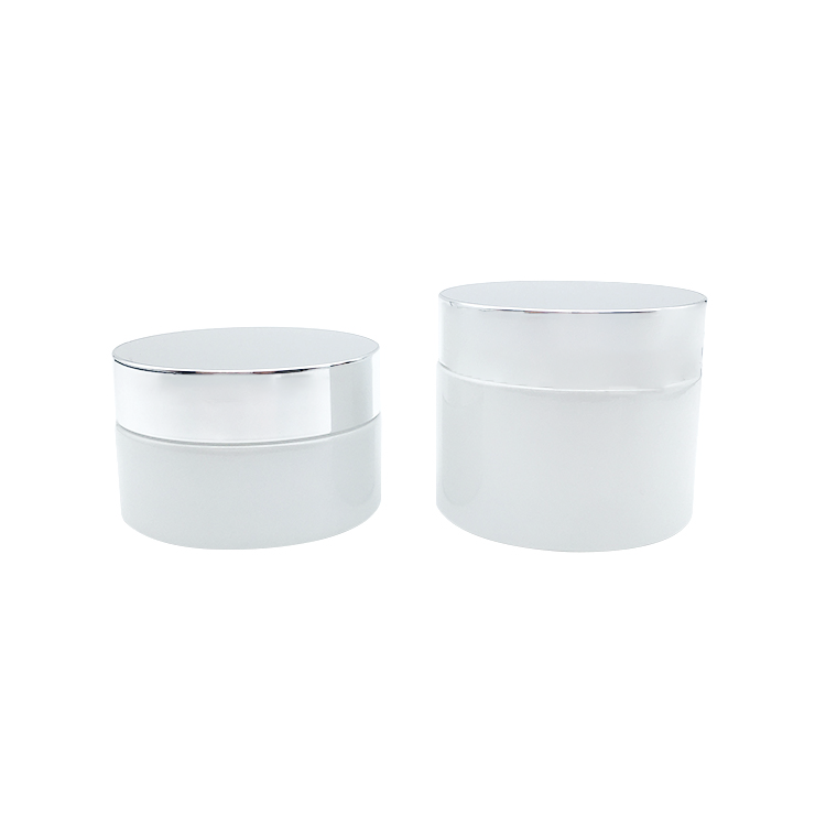 Round 30g 50g white glass cosmetic jars wholesale 1oz glass jars for skin care cream packing