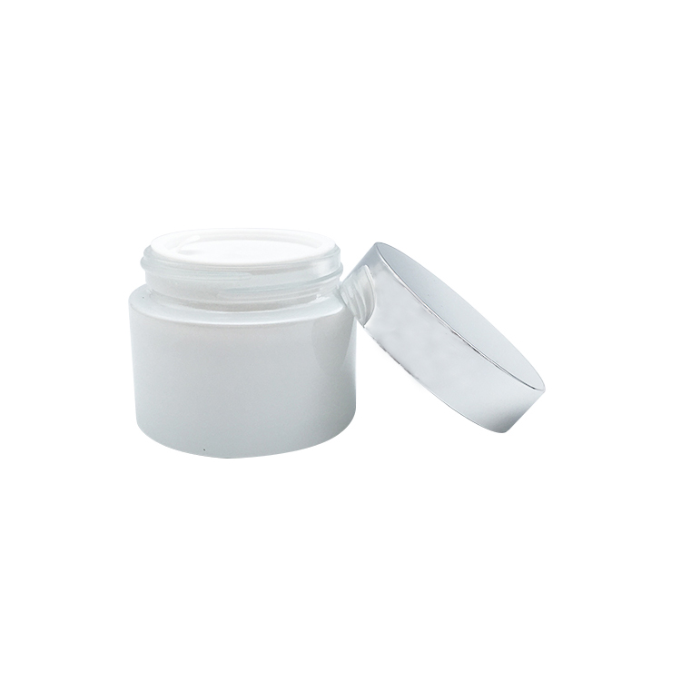 Round 30g 50g white glass cosmetic jars wholesale 1oz glass jars for skin care cream packing
