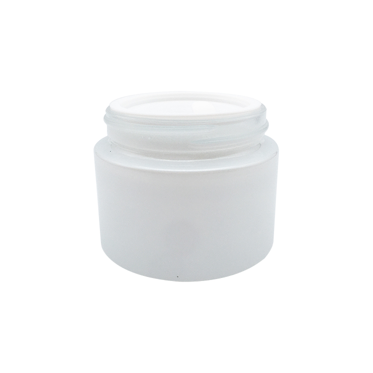 Round 30g 50g white glass cosmetic jars wholesale 1oz glass jars for skin care cream packing