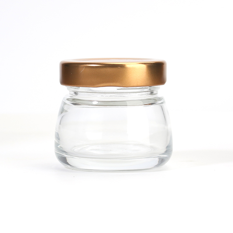 Round 30ml 50ml 75ml 100ml 120ml 150ml glass jar for jelly jam bird's nest container pudding bottle with colored aluminum lid