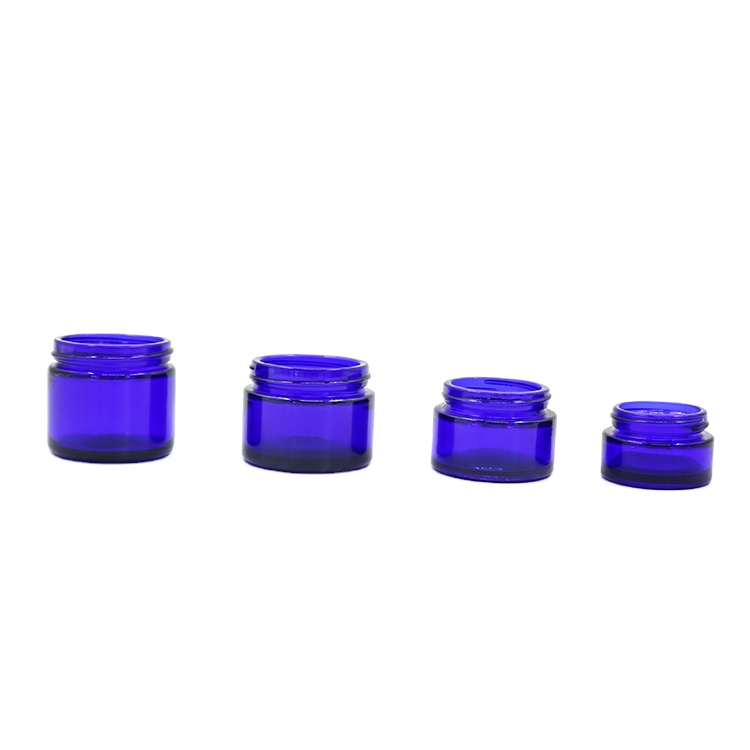 Round 30ml 60ml 90ml 120ml blue face cream cosmetic glass jar with screw lid