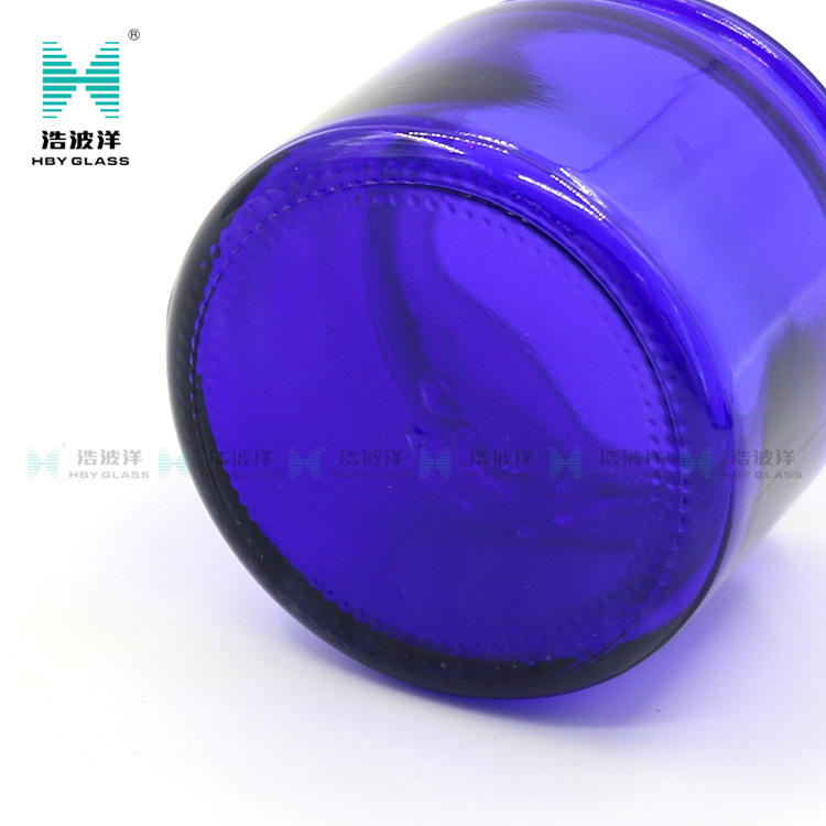 Round 30ml 60ml 90ml 120ml blue face cream cosmetic glass jar with screw lid
