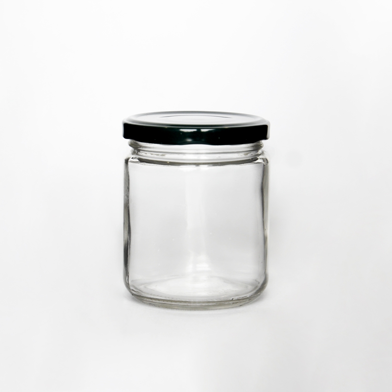 Round 380ml sealed storage jam honey glass jar with deep metal Lids