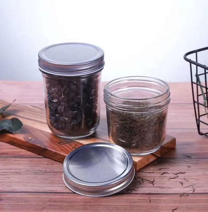 Round 4 oz 8 oz 16 oz 100 ml 200 ml 300 ml 400 ml 500 ml glass mason jar honey jam jars with metal lid