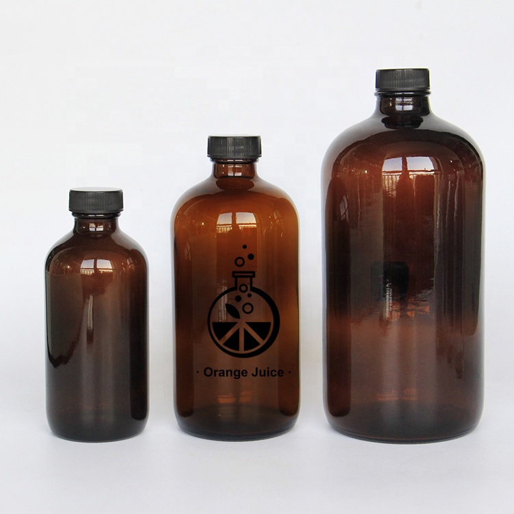 Round 500ml 1L Amber glass bottle for cold brew coffee kombucha