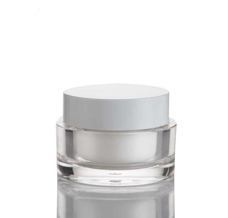 Round Acrylic Cosmetic Jar Plastic Face Cream Jar 50g Skin Care Cream White Clear Acrylic Recyclable SUNSHINE CN;ZHE SXM136
