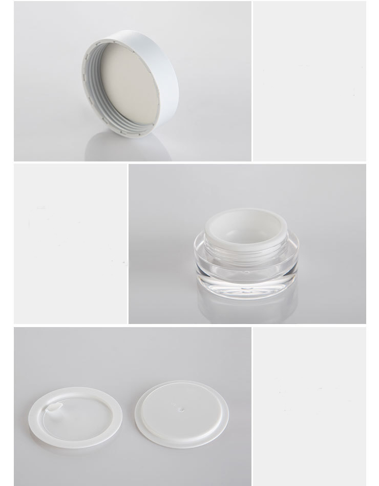 Round Acrylic Cosmetic Jar Plastic Face Cream Jar 50g Skin Care Cream White Clear Acrylic Recyclable SUNSHINE CN;ZHE SXM136