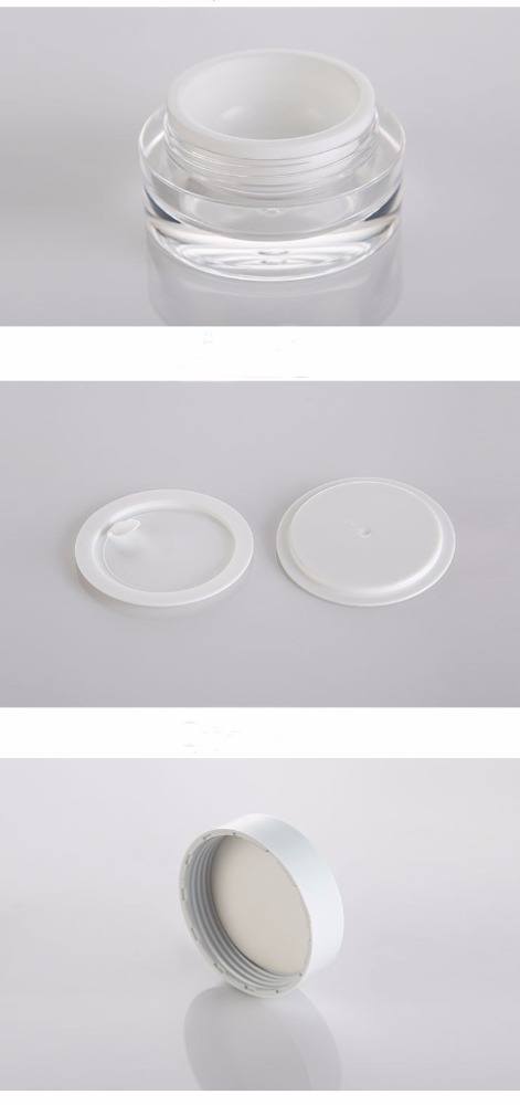 Round Acrylic Cosmetic Jar Plastic Face Cream Jar 50g Skin Care Cream White Clear Acrylic Recyclable SUNSHINE CN;ZHE SXM136