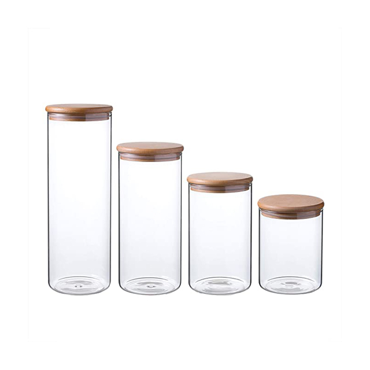 Round Airtight Glass Food Jar Kitchen Pantry Storage Stackable Glass Storage Jars