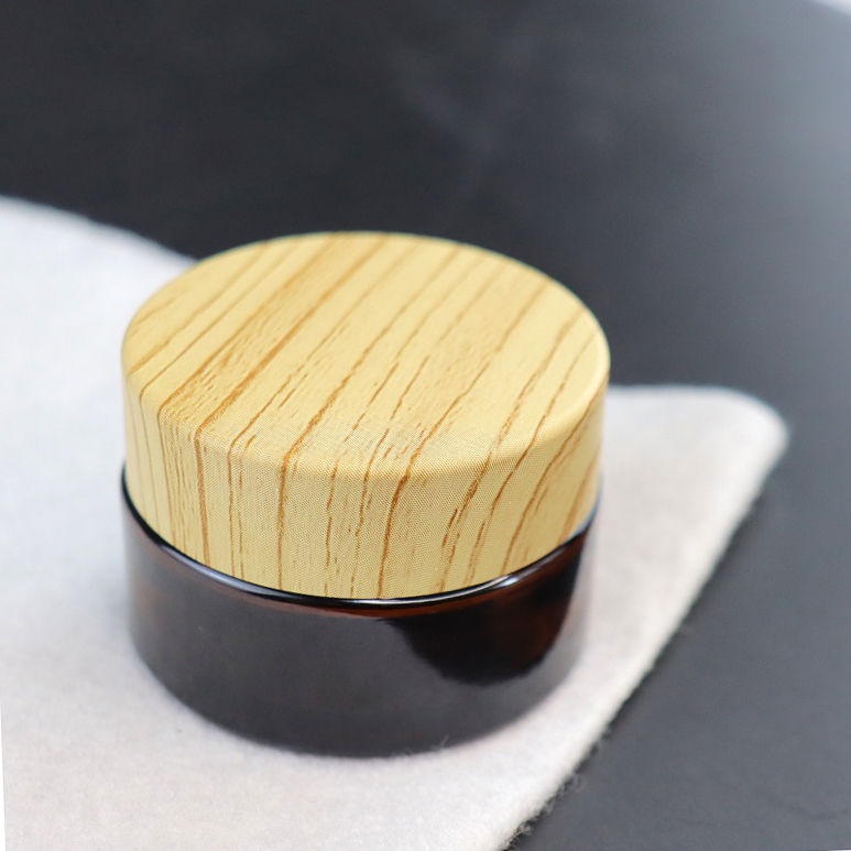 Round Amber Makeup Sample Containers Cosmetic Glass Face Cream Jars with Leak-Proof Gasket