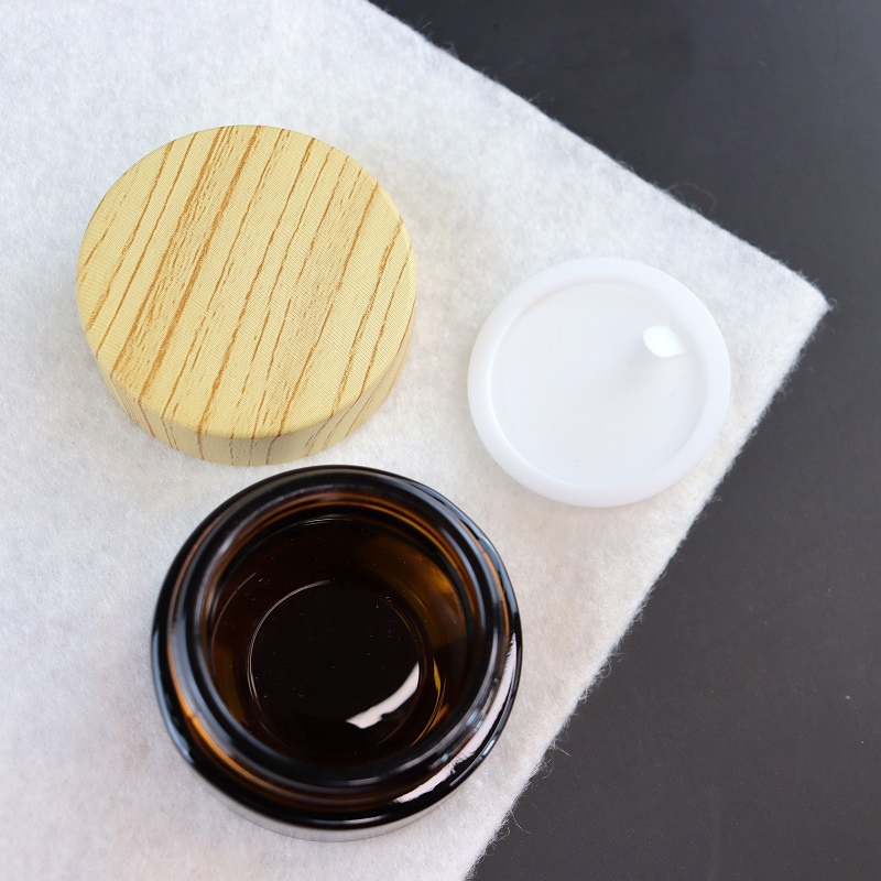 Round Amber Makeup Sample Containers Cosmetic Glass Face Cream Jars with Leak-Proof Gasket