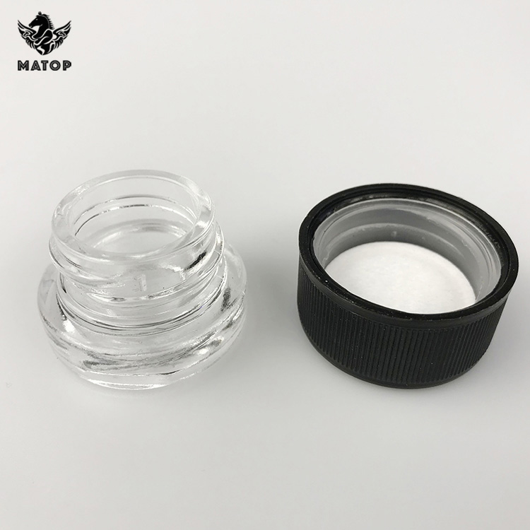 Round Black white clear mini concentrate glass dab jars 3ml