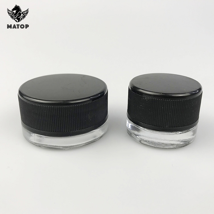 Round Black white clear mini concentrate glass dab jars 3ml