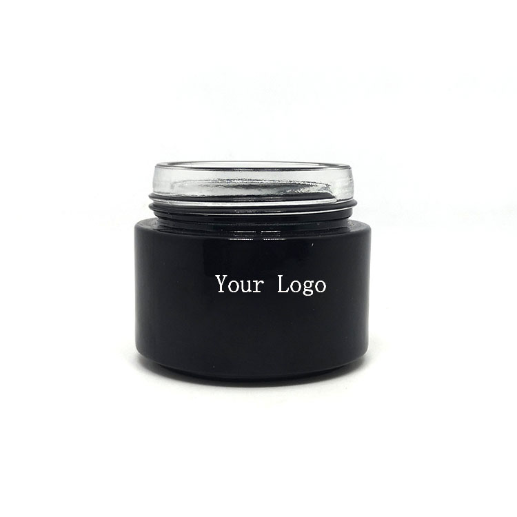 Round Body butter containers face cream black frosted glass cosmetic jar 200ml