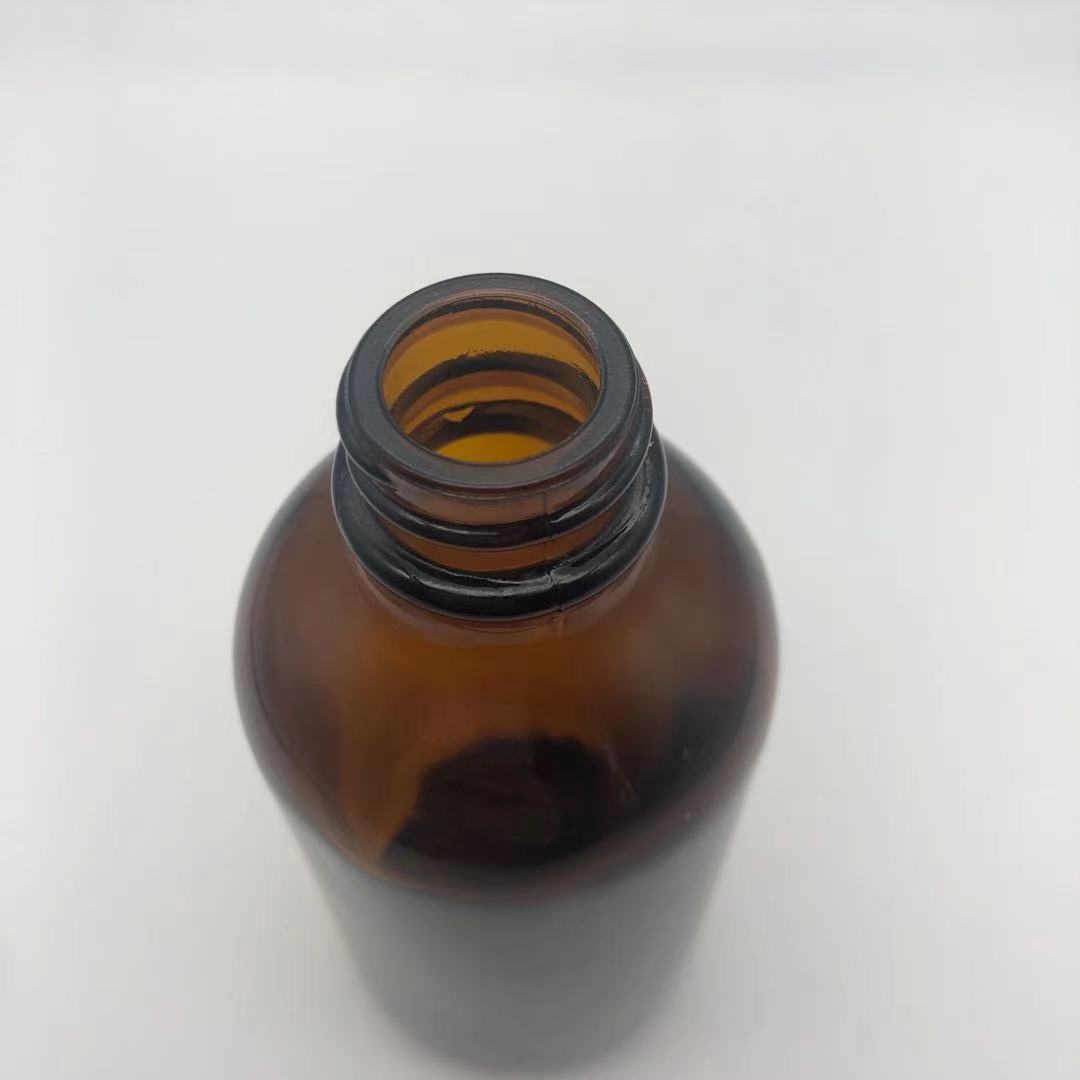 Round Boston Glass Bottle Amber Glass Bottle With Cap Dropper Pump