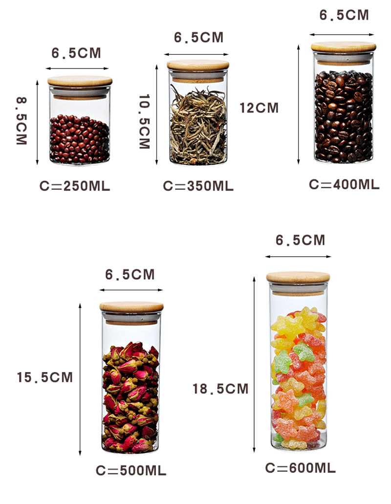 Round Clear Advanced Technology Food Grade Kitchen Storage Jar Set Glass Storage Bottle Jars With Stainless Steel Bamboo Lids
