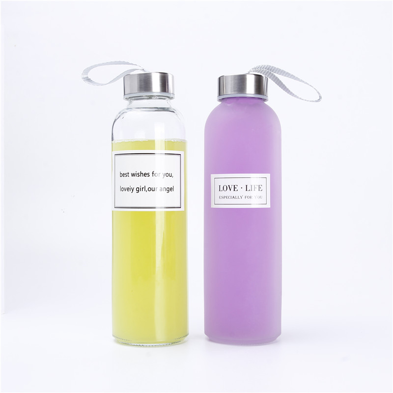 Round Clear Custom Juice Bottle Frosted 500ml Spring Glass Water Bottles With Screw Lid