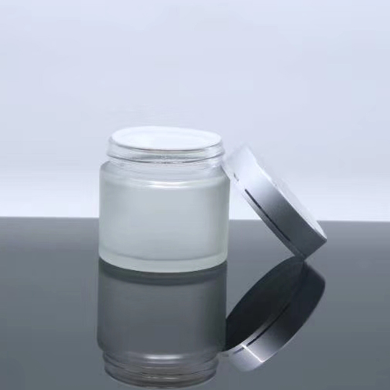 Round Clear Glass Cosmetic Packaging Face Skin Care Eye Cream Jar with Black Lid and Sealing Disc with custom colors