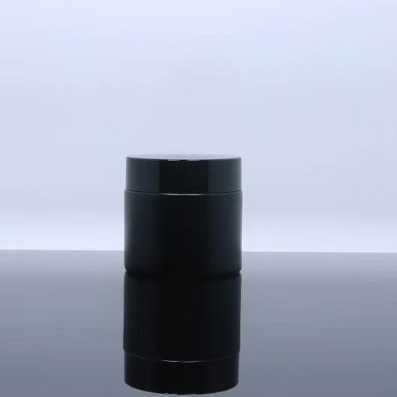 Round Clear Glass Cosmetic Packaging Face Skin Care Eye Cream Jar with Black Lid and Sealing Disc with custom colors