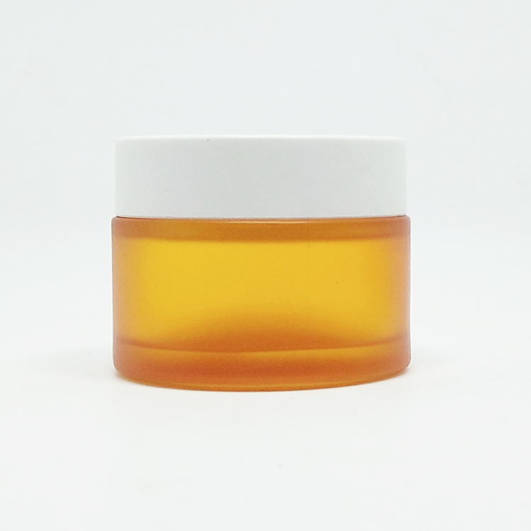 Round Clear Glass Cosmetic Packaging Face Skin Care Eye Cream Jar with Black Lid and Sealing Disc
