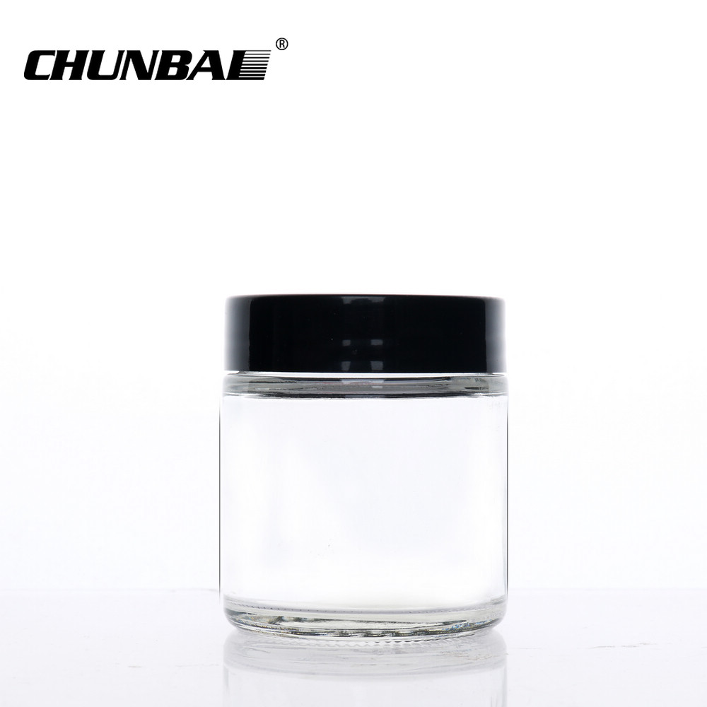 Round Clear Glass Cosmetic Packaging Face Skin Care Eye Cream Jar with Black Lid