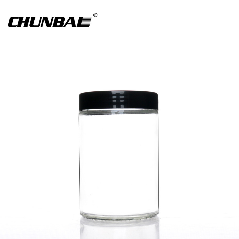 Round Clear Glass Cosmetic Packaging Face Skin Care Eye Cream Jar with Black Lid