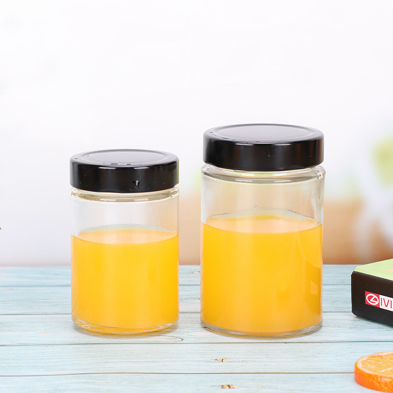 Round Clear Glass Jars And Containers Storage Elegant Glass Food Storage Jars With Lid Container Bee Honey Jars Glass Storage