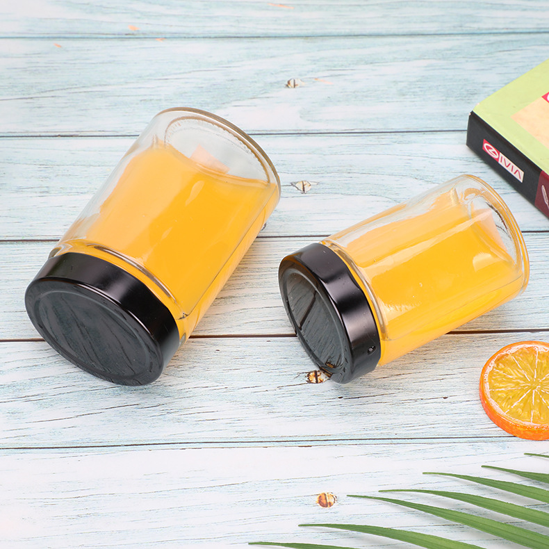 Round Clear Glass Jars And Containers Storage Elegant Glass Food Storage Jars With Lid Container Bee Honey Jars Glass Storage