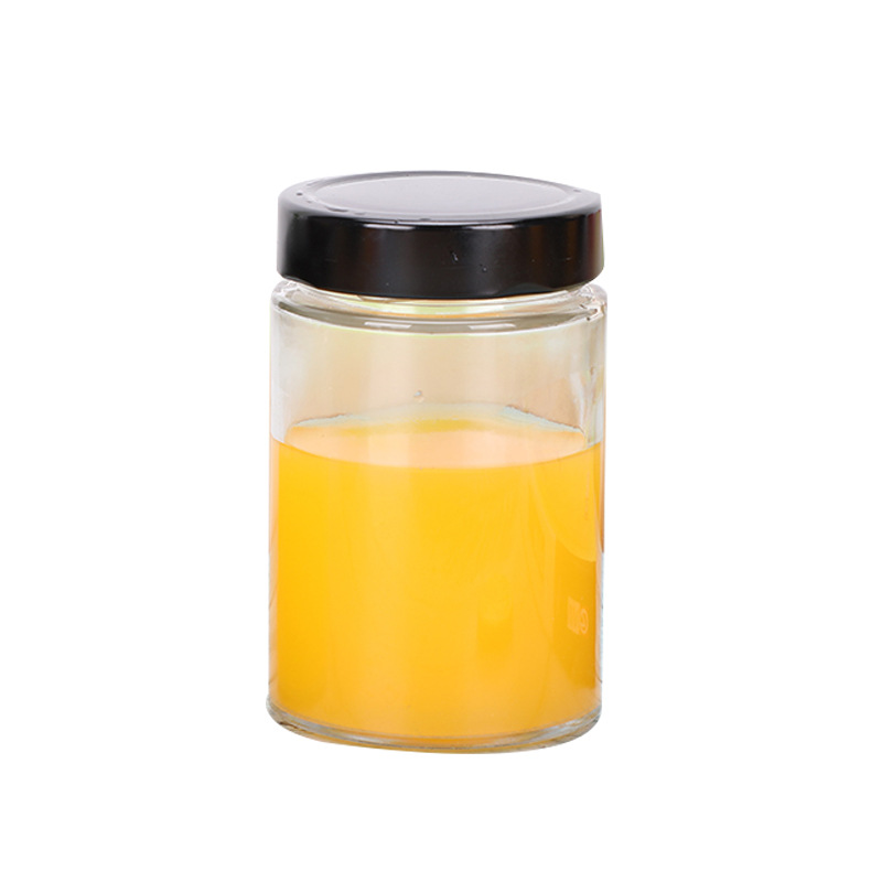 Round Clear Glass Jars And Containers Storage Elegant Glass Food Storage Jars With Lid Container Bee Honey Jars Glass Storage