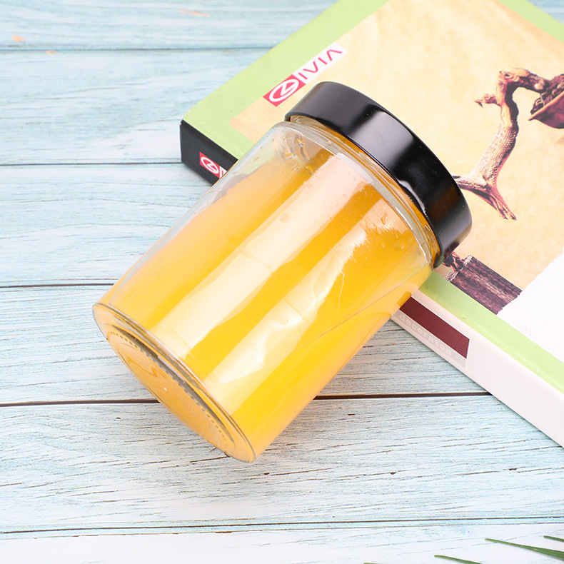 Round Clear Glass Jars And Containers Storage Elegant Glass Food Storage Jars With Lid Container Bee Honey Jars Glass Storage