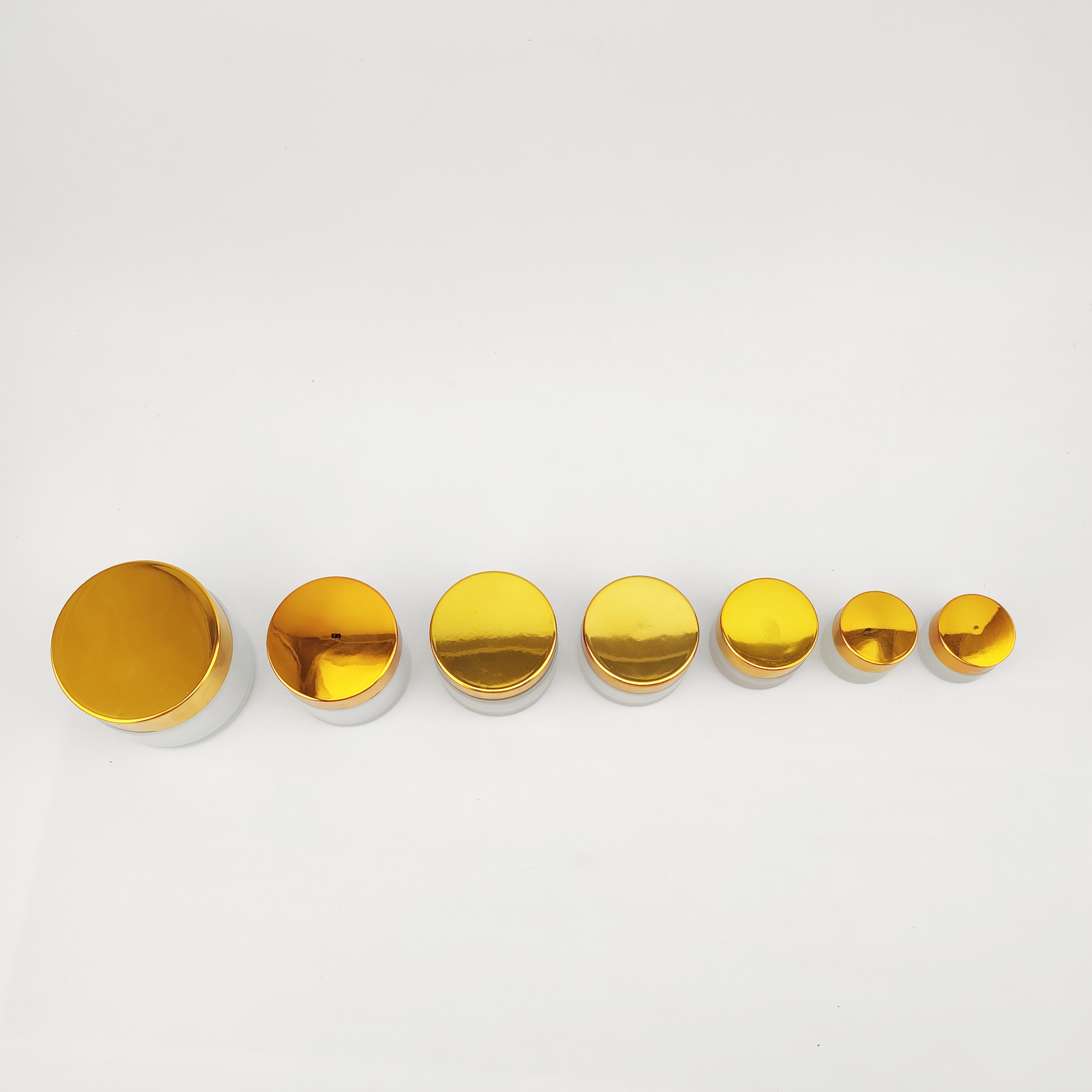 Round Cosmetic Cream Jar 5g 10g 15g 20g 30g 50g 60g 100g Empty Frosted Glass Cream Jar with Gold Cap
