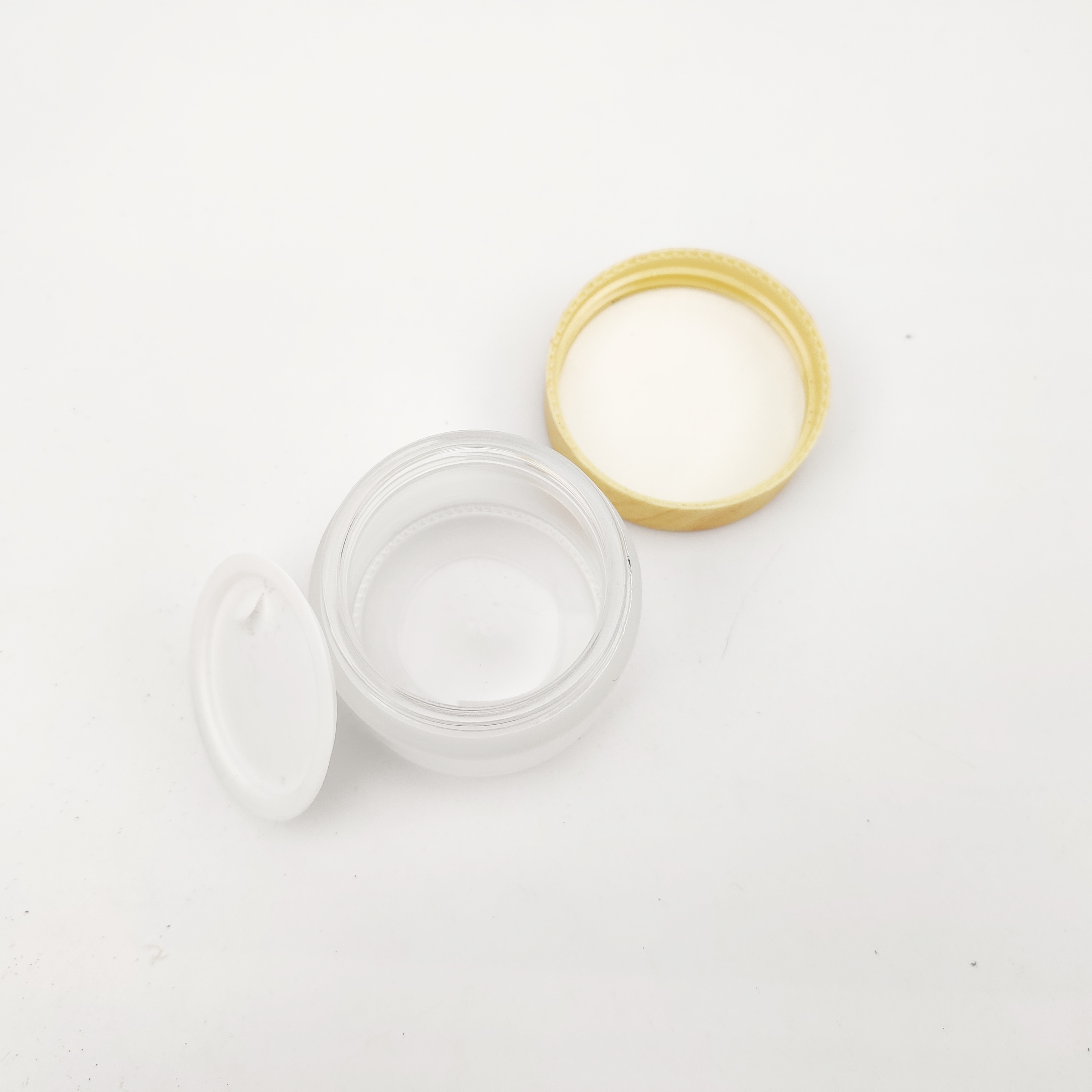 Round Cosmetic Cream Jar 5g 10g 15g 20g 30g 50g 60g 80g Empty Frosted Glass Cream Jar with Bamboo Lid