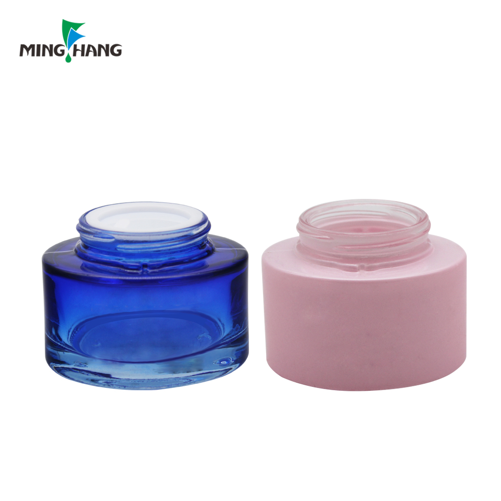 Round Cosmetics Cream Empty Jar Face 5g 10g 15g frosted 20g 30g 50g clear Cream Glass Jar with Colour Cap