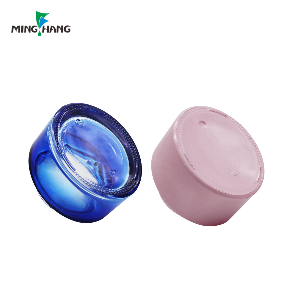 Round Cosmetics Cream Empty Jar Face 5g 10g 15g frosted 20g 30g 50g clear Cream Glass Jar with Colour Cap