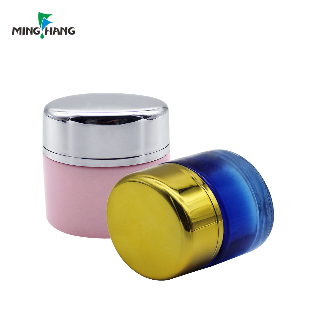Round Cosmetics Cream Empty Jar Face 5g 10g 15g frosted 20g 30g 50g clear Cream Glass Jar with Colour Cap