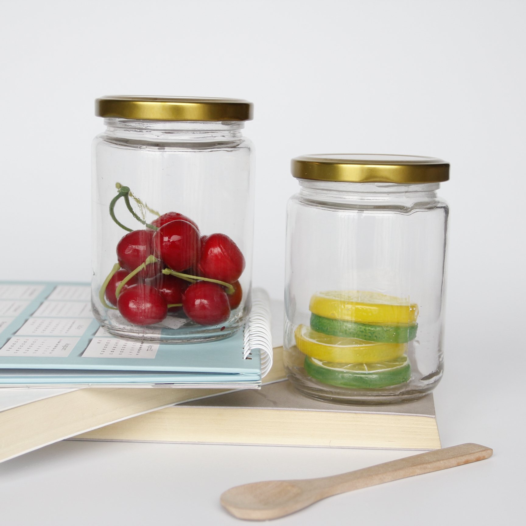 Round Cylinder Glass Spice Canned Fruit marmelade glass Jars With Lid For Food Jams Fruit Jams Storage